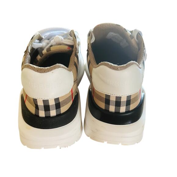 Burberry - Check and Leather Sneakers - Size 41 - Picture 7 of 12
